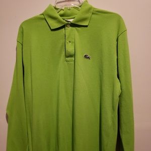 Men's Lacoste Long Sleeve Green Polo Shirt Large